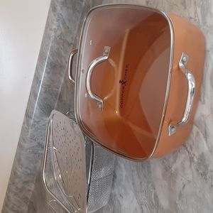 Copper chef pot with fry basket and steamer
